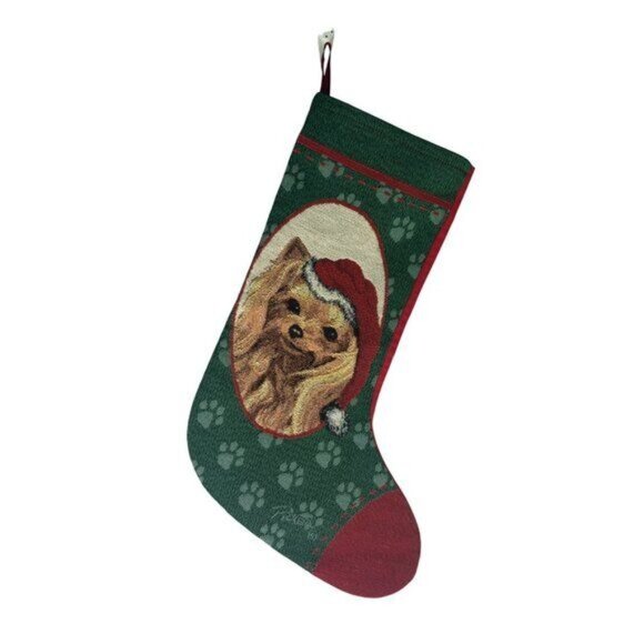 Yorkie Yorkshire Terrier Tapestry Christmas Stocking By Artist Linda Picken 19" - Picture 2 of 8